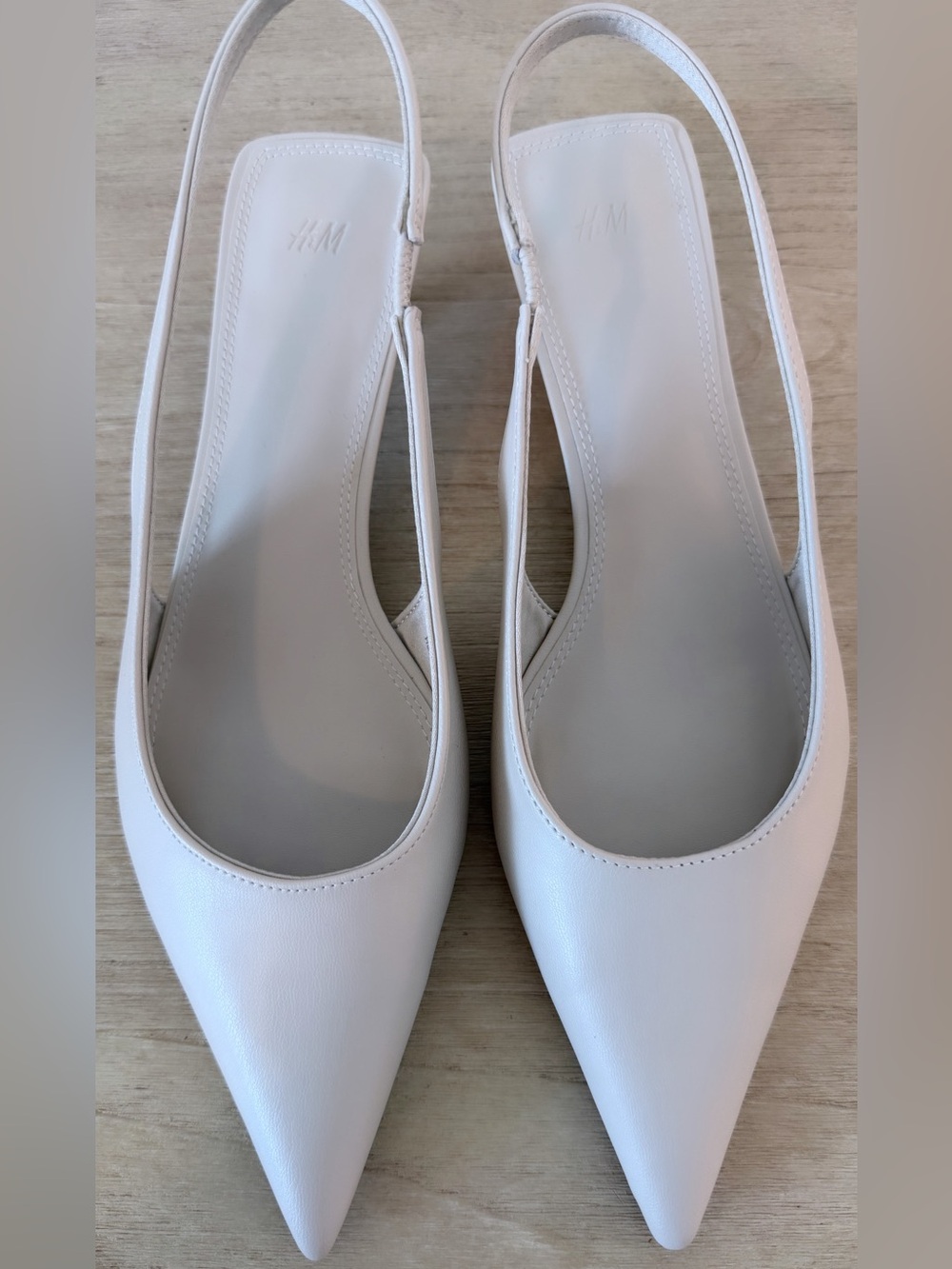 H&M White Pointed Slingback Pumps